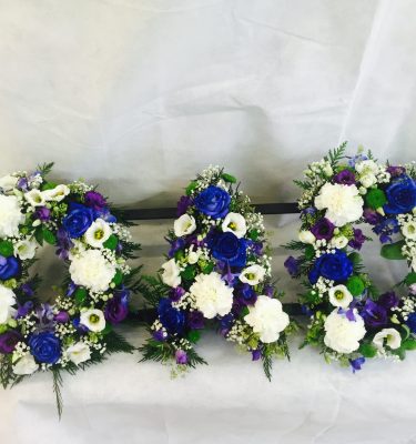 Blue and White Raised