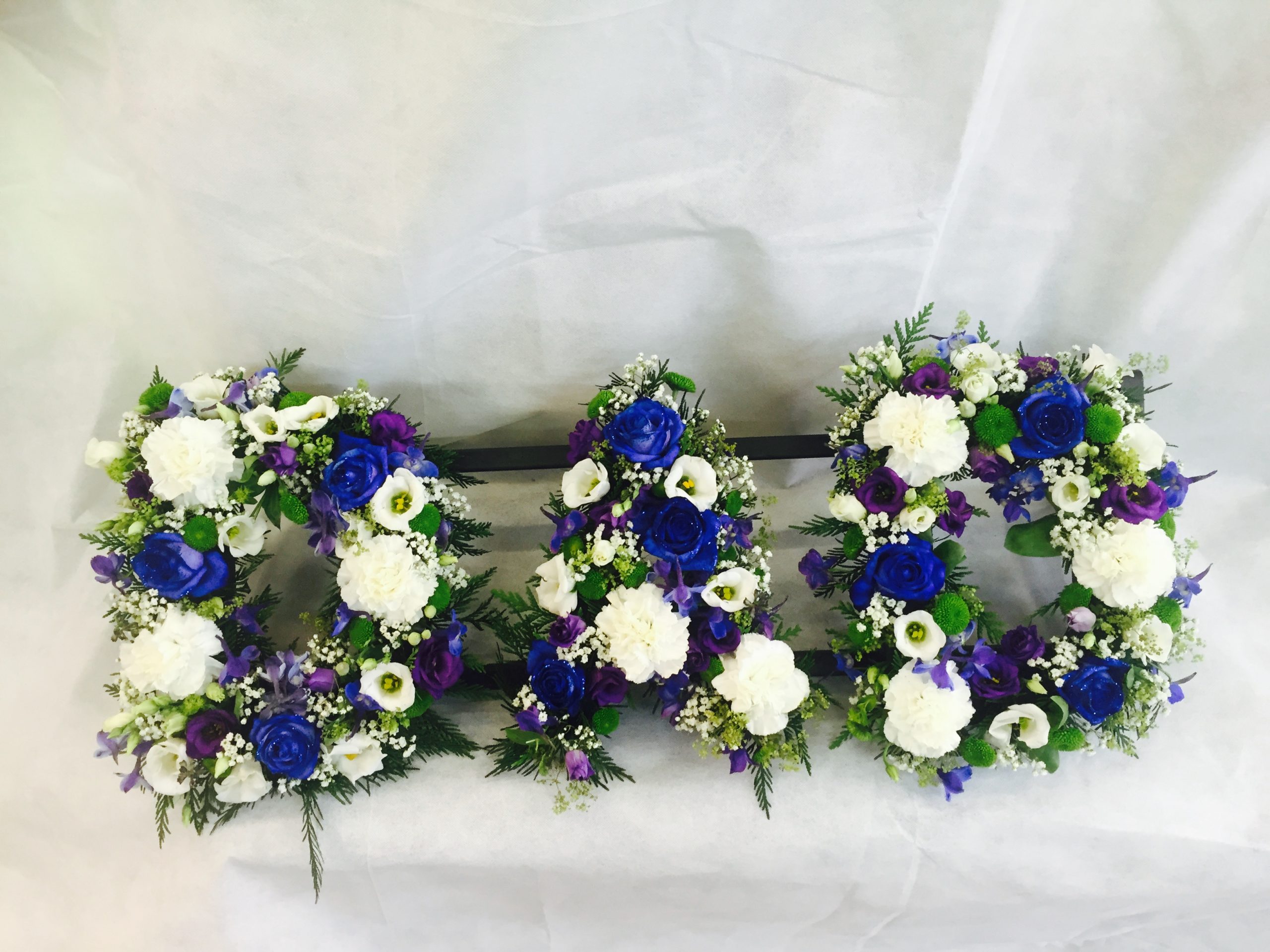 Blue and White Raised