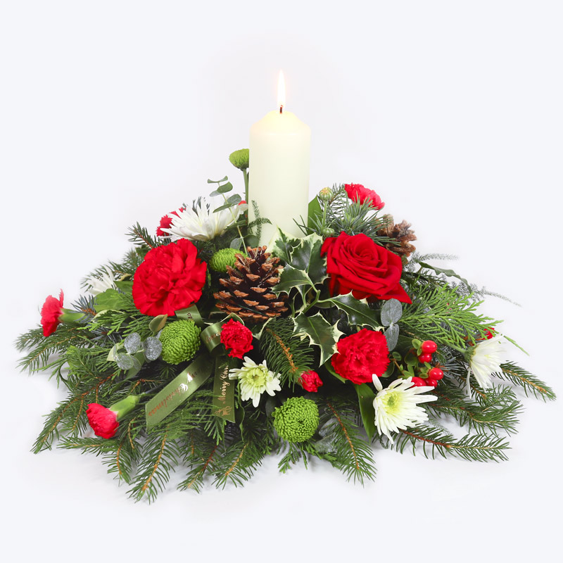 Yuletide Glow - Floral Christmas Table Arrangement